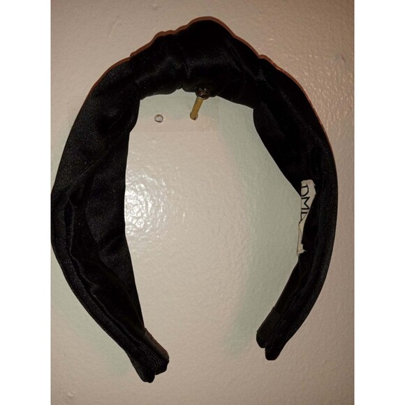 DEMAREN Designer Top Knot Headband. Black Satin. New - Picture 2 of 2